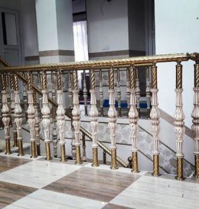 نرده تلفیقی طرح گل راه پله