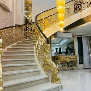 دسته نرده pvc اجرای در پله گرد